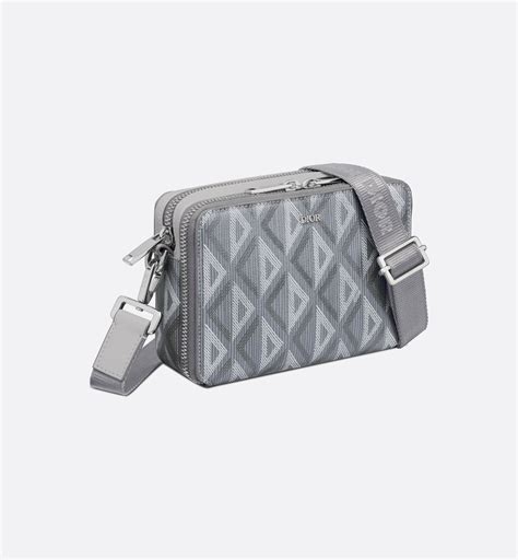 Zipped Pouch with Strap Dior Gray CD Diamond 